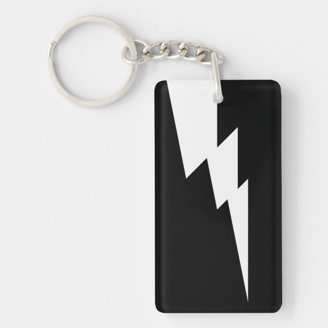 White and Black Thunder Lightning Key Ring (Front)