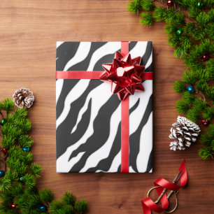 White And Black Tiger Stripes Animal Print Wrapping Paper