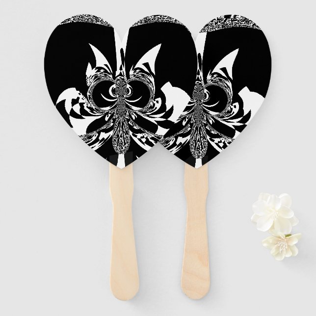 White and Black Traditional Fashion Colour Design  Hand Fan (Front and Back)