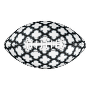 White and Black Trellis, Lattice, Quatrefoil American Football