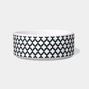 White and Black Trellis, Lattice, Quatrefoil Bowl