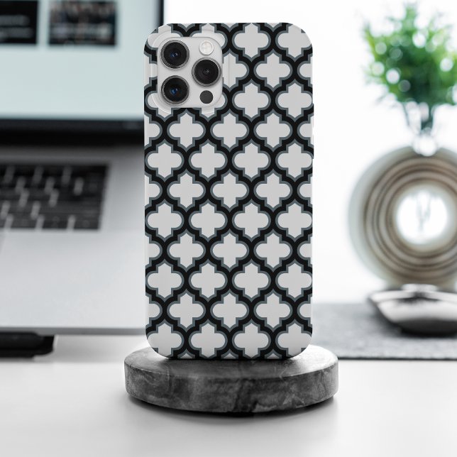 White and Black Trellis, Lattice, Quatrefoil Case-Mate iPhone Case (Creator Uploaded)