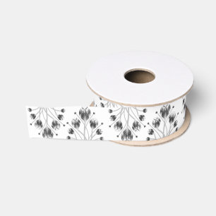 White and Black Tulip Owlsprey HS Grosgrain Ribbon