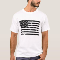 White and Black USA distressed American Flag
