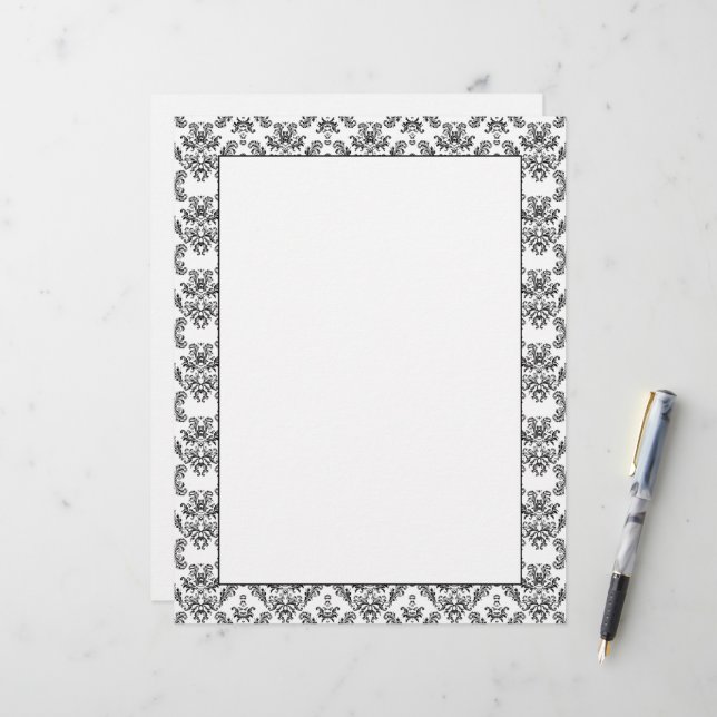 White and Black vintage damask pattern (Front/Back In Situ)
