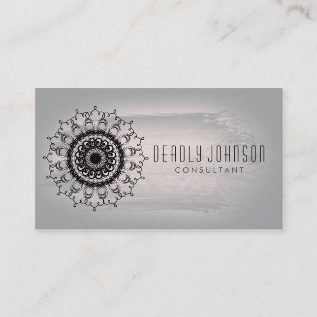 White and Black Watercolor Grey Simple Plain Business Card (Front)