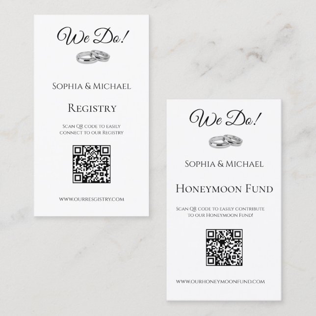 White and Black- We Do-Wedding Rings-Registry- Business Card (Front/Back)