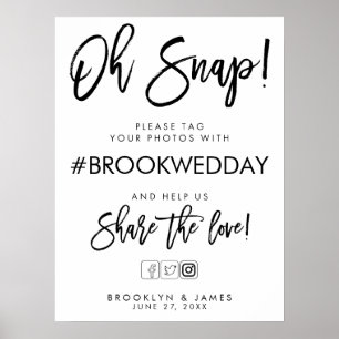 White And Black Wedding Hashtag Sign