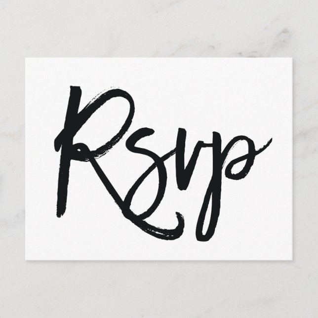 White And Black Wedding RSVP Postcards (Front)
