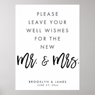White And Black Well Wishes Wedding Sign