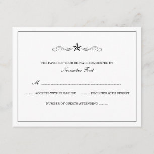 White and Black Western Wedding RSVP Card