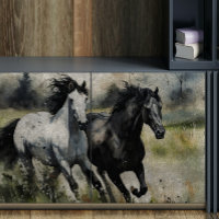 White and Black Wild Horses Decoupage