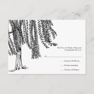 White and Black Willow Tree Wedding RSVP