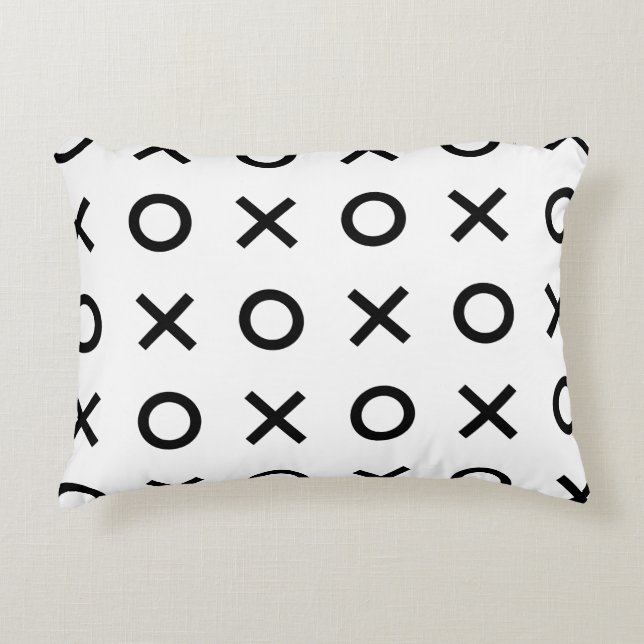 White and Black Xs and Os Decorative Cushion (Front)