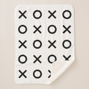 White and Black Xs and Os Sherpa Blanket