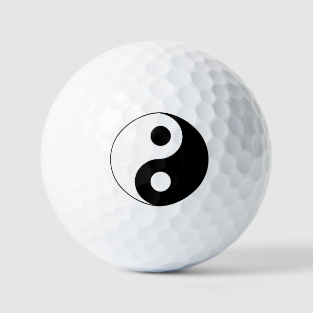 White and Black Yin and Yang Symbol Golf Balls (Front)