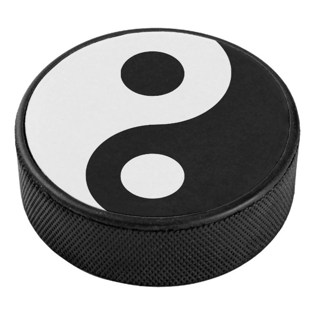 White and Black Yin and Yang Symbol Hockey Puck (3/4)