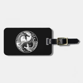 White and Black Yin Yang Dragons Luggage Tag