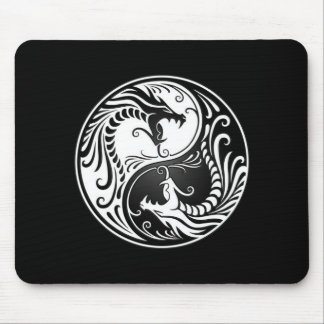 White and Black Yin Yang Dragons Mouse Mat