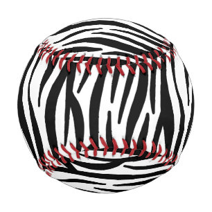 White and Black Zebra Pattern Baseball