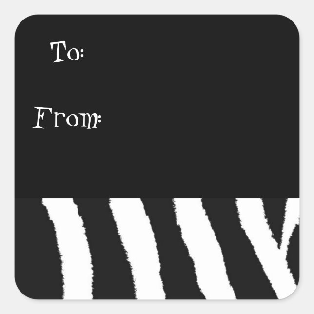 White and Black Zebra Pattern Square Sticker (Front)