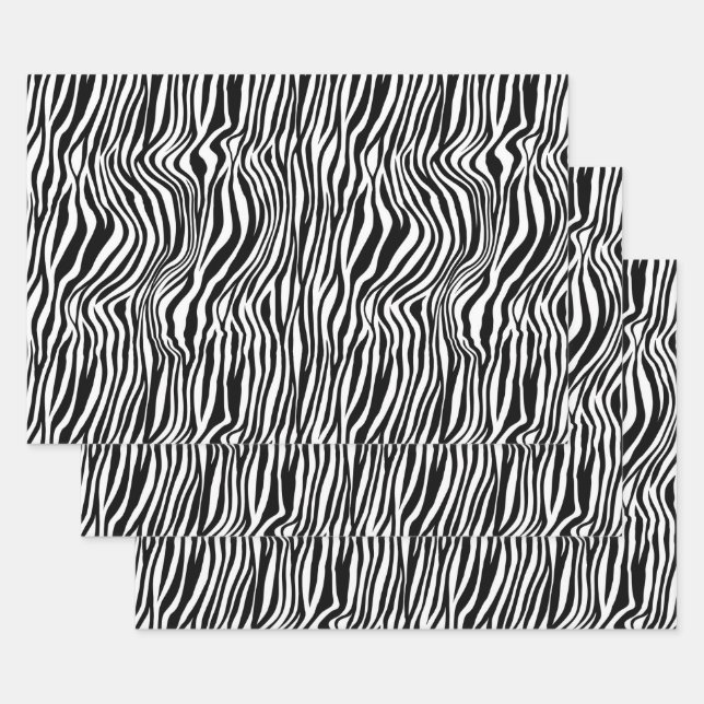 White and Black Zebra Print Wrapping Paper Sheet (Set)