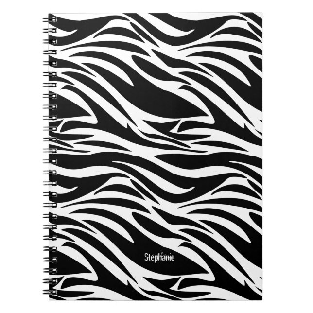 White And Black Zebra Striped Design Notebook (Front)