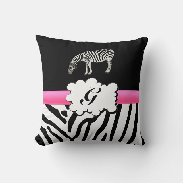 White and Black Zebra Stripes Cushion (Front)