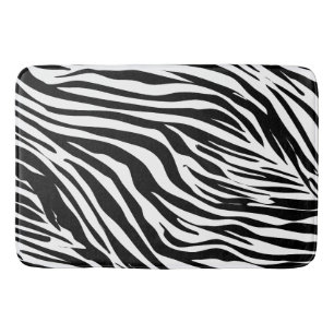 White and Black Zebra Stripes Pattern Bath Mat