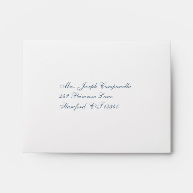 White and Blue A2 Envelope for Reply Cards (Front)