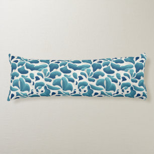White and Blue Abstract Leaves   Coastal Pattern Body Cushion