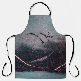 White and blue abstract painting apron