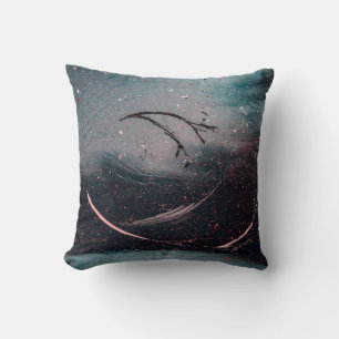 White and blue abstract painting cushion