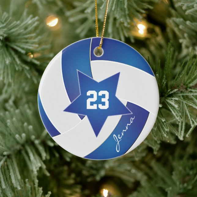 White and Blue All Star Volleyball Ceramic Tree Decoration (Tree)