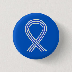 White and Blue Awareness Ribbon Custom ALS Buttons