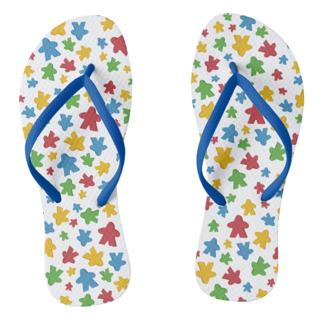 White and Blue Board Game Meeple Flip Flops (Footbed)