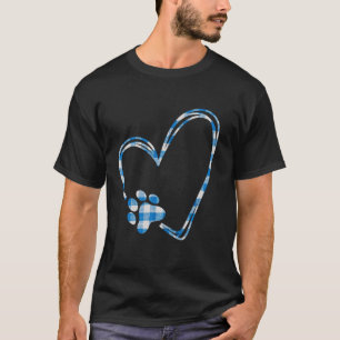 White and Blue Buffalo Plaid Dog Paw Print for Chr T-Shirt