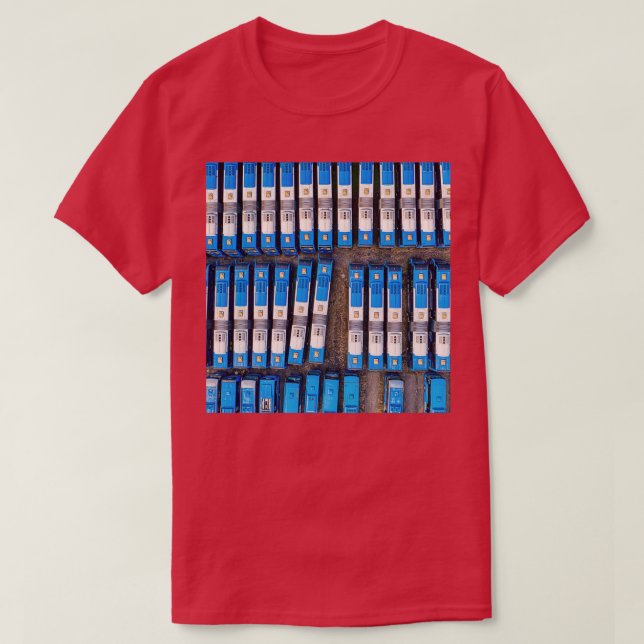 White and blue buses pattern T-Shirt (Design Front)