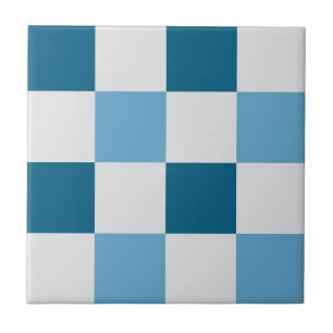 White And Blue Checkerboard Pattern  Tile