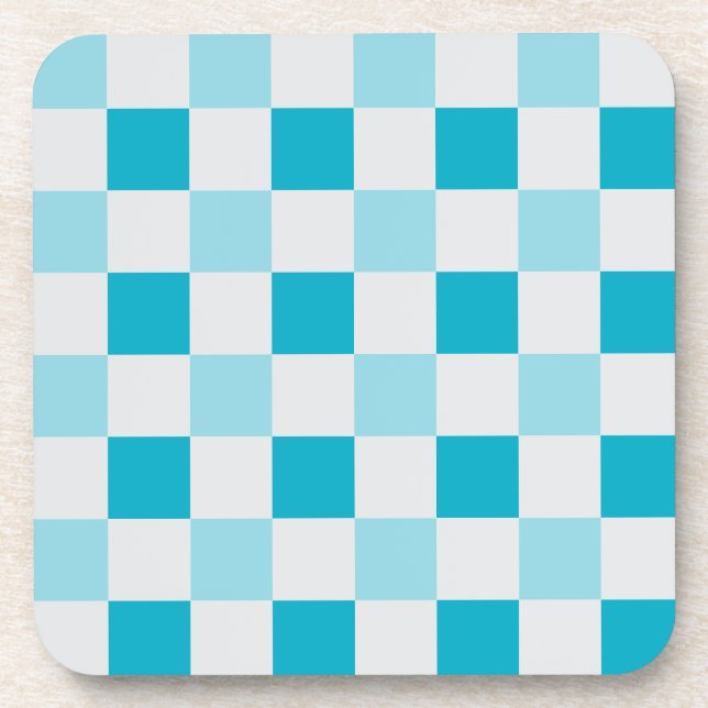 White And Blue Chequerboard Pattern Coaster (Front)