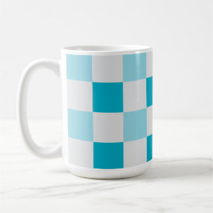 White And Blue Chequerboard Pattern Coffee Mug