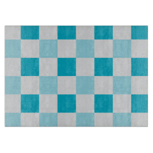 White And Blue Chequerboard Pattern Cutting Board