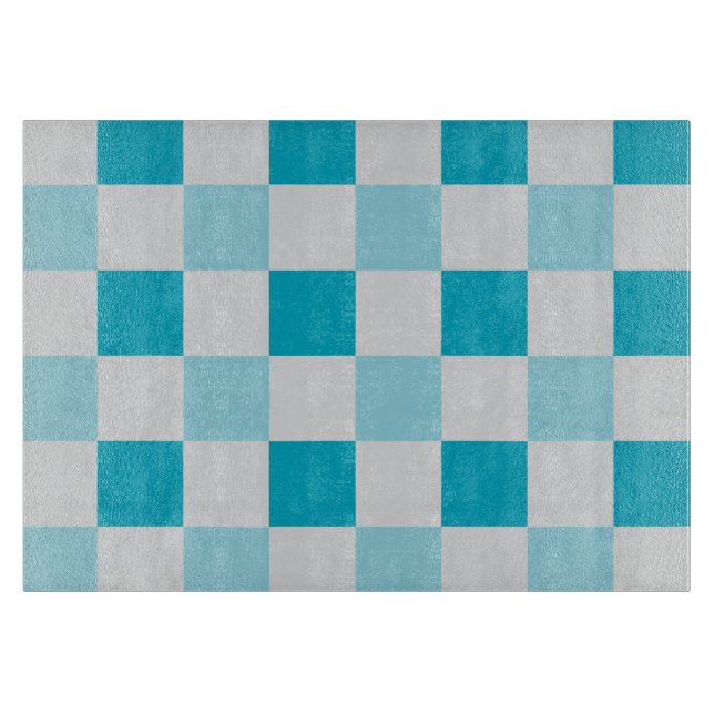 White And Blue Chequerboard Pattern Cutting Board (Front)
