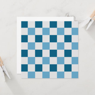 White And Blue Chequerboard Pattern Invitation