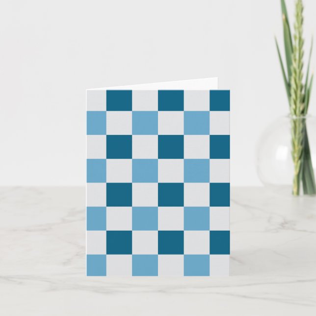 White And Blue Chequerboard Pattern Invitation (Front)