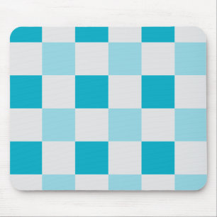 White And Blue Chequerboard Pattern  Mouse Mat