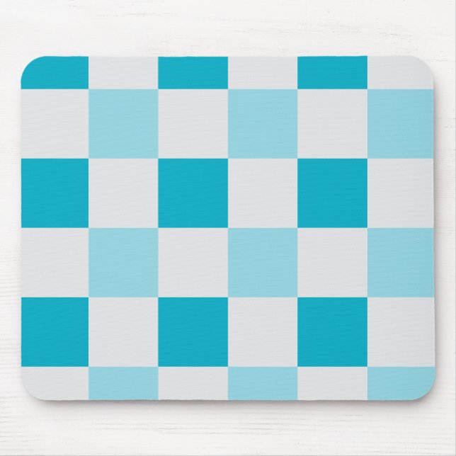 White And Blue Chequerboard Pattern  Mouse Mat (Front)