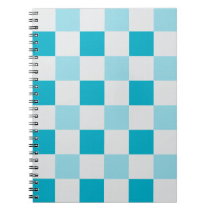 White And Blue Chequerboard Pattern Notebook