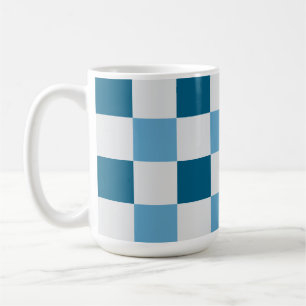 White And Blue Chequerboard Pattern Square Sticke Coffee Mug