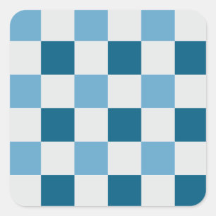 White And Blue Chequerboard Pattern  Square Sticke Sticker